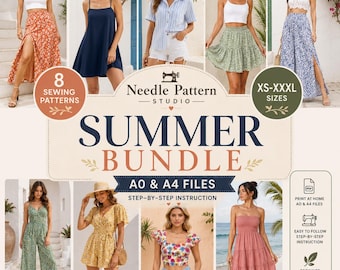 Paquete de patrones de verano / Patrones para mujer / Patrón de vestido / Patrón de mono / Patrones de costura de pantalones / Patrón de costura de falda / Patrón de shorts