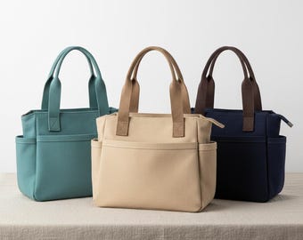 Patrón de costura en PDF para bolso tote / Bolso tote estructurado con bolsillos / Tamaños A4 y A0 / Descarga instantánea