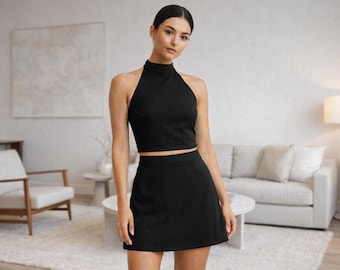 Halter Neck Top and Skirt Sewing Pattern | Linen Outfit (PDF Pattern)