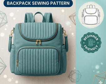 Backpack Sewing Pattern PDF | Beginner Diaper Backpack Pattern | Easy Bag Sewing Pattern | Instant Download