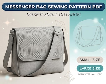 PDF Sewing Pattern Messenger Bag | Cross Body Bag Pattern 2 Sizes Adults Kids | Instant Download | Adjustable Strap Bag | Beginner Bags