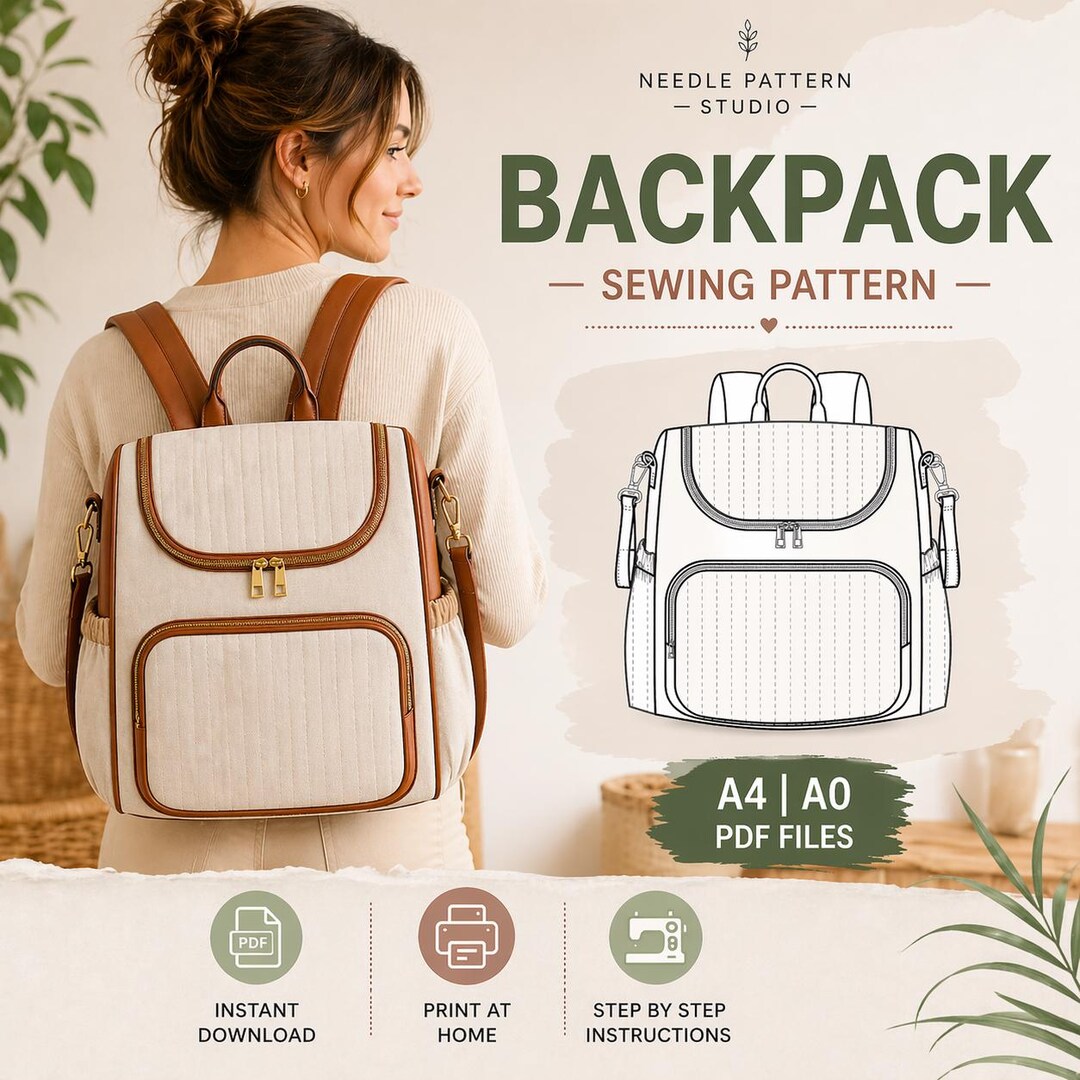 Beginner Backpack Sewing Pattern | Diaper Bag Style, Easy PDF (instant ...