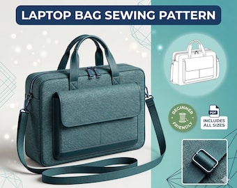 Laptop Bag Sewing Pattern PDF | Beginner Briefcase Pattern | Easy Laptop Bag Tutorial | Instant Download Bag Pattern