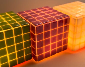 Handmade Mosaic Cube Lamp, Dimmable Ambient Light, Night Mood Lighting