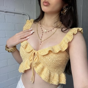 Patroon gehaakte bralette pdf, patroon crop top met ruches, boho gehaakte zomertop pdf, top met stropdas, beginnersvriendelijk, direct downloaden afbeelding 7
