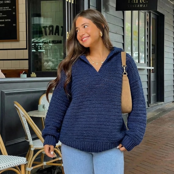 Hoodie Sweater Crochet Pattern PDF, Crochet Hoodie Pattern XS-4XL, Oversized Pullover Crochet Pattern, Beginner Friendly Jumper US Terms