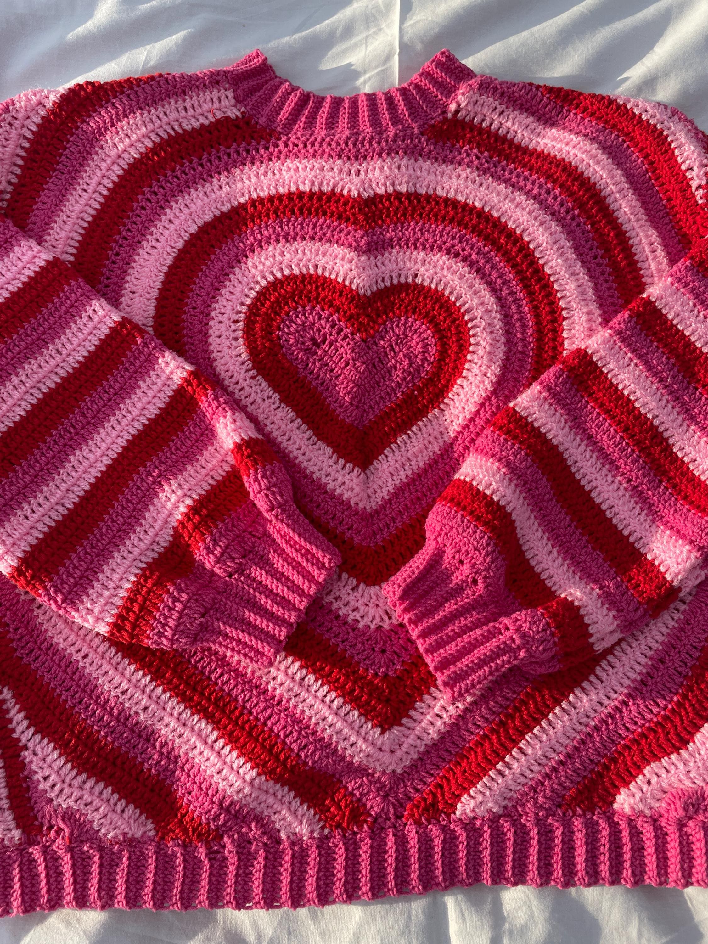 Crochet Heart Sweater Pattern PDF - DIY Cozy Pullover 