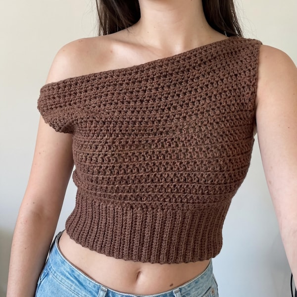 Crochet Off Shoulder Top Pattern PDF, One Shoulder Crochet Crop Top Pattern, Beginner Crochet Top, Summer DIY, Made to Measure