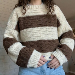 Striped Sweater Crochet Pattern PDF | Cozy Pullover Crochet Top | Beginner Friendly | Instant Digital Download | Fall Winter Crochet Pattern image 5