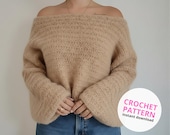 Off Shoulder Chunky Sweater Crochet Pattern PDF | Beginner Friendly Pullover | Women’s Cozy Crochet Tutorial | Digital Download