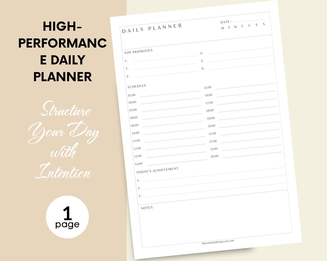 Printable Daily Planner With Top Priorities, Hourly Schedule and ...
