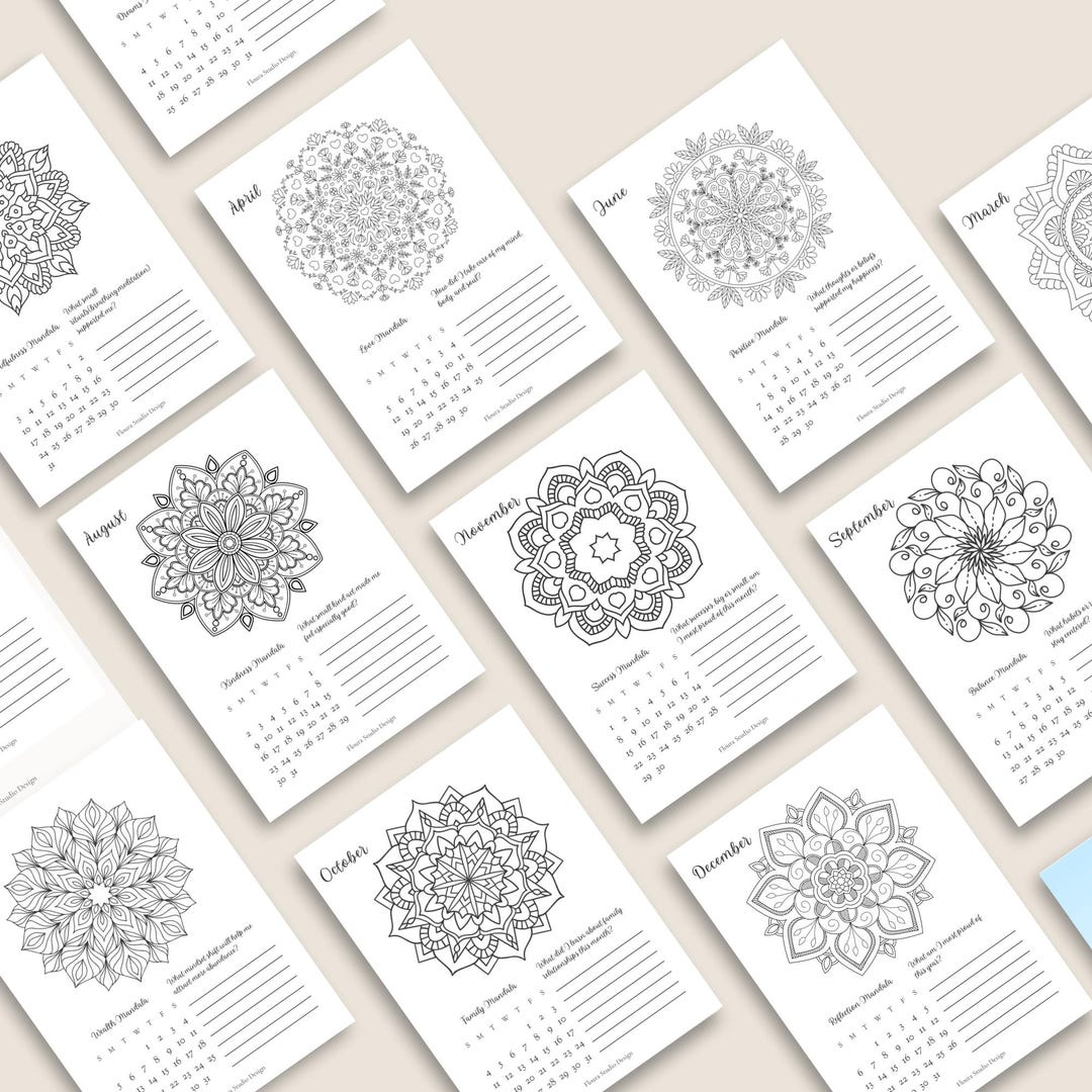 2026 Mandala Printable Calendar • Monthly Covers to Color • Mindfulness ...