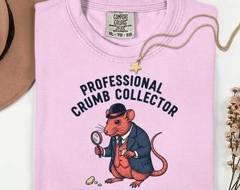 Professional crumb collector night shift specialist shirt, funny rat with cheese, vintage rat shirt, weird rat sweatshirt, cute pet rat tee
