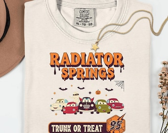 radiator springs trunk or treat 95, cars land shirt or sweatshirt, radiator springs tee, lightning mcqueen 95, disney cars group