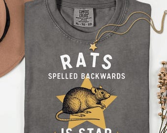 Rats spelled backwards is star, funny rat quote shirt, vintage rat sweatshirt, retro meme tee, rat lover gift for pet owners, unisex tee