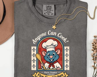 Anyone can cook! ratatouille shirt, remy chef mouse sweatshirt, paris france five-star kitchen, little chef tee, disney foodie gift