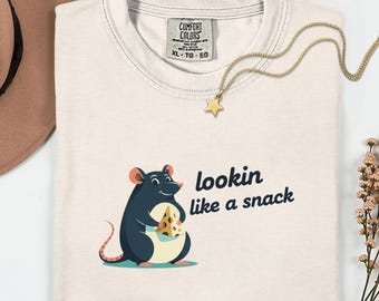 Lookin like a snack funny rat and cheese shirt, cute mouse graphic tee, ratatouille shirt, remy shirt, foodie humor sweatshirt gift