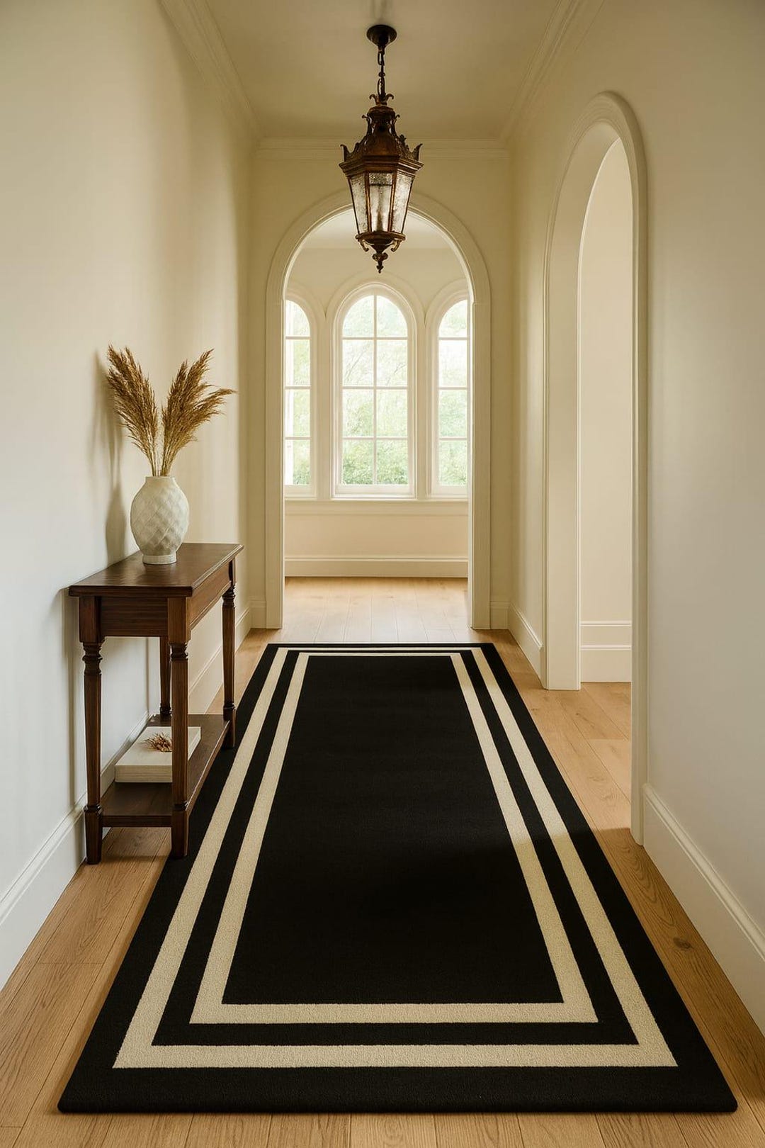 Luxury Hand-tufted Wool Runner Rug | Black & Cream Modern Geometric ...