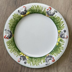 Vintage San Marco Italy Rooster Dinner Plate | Italian Majolica Farmhouse Pottery | Sold Individually or as a Set