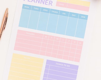 Pastel Weekly Planner Printable | A4 PDF, Habit Tracker (Instant Download)