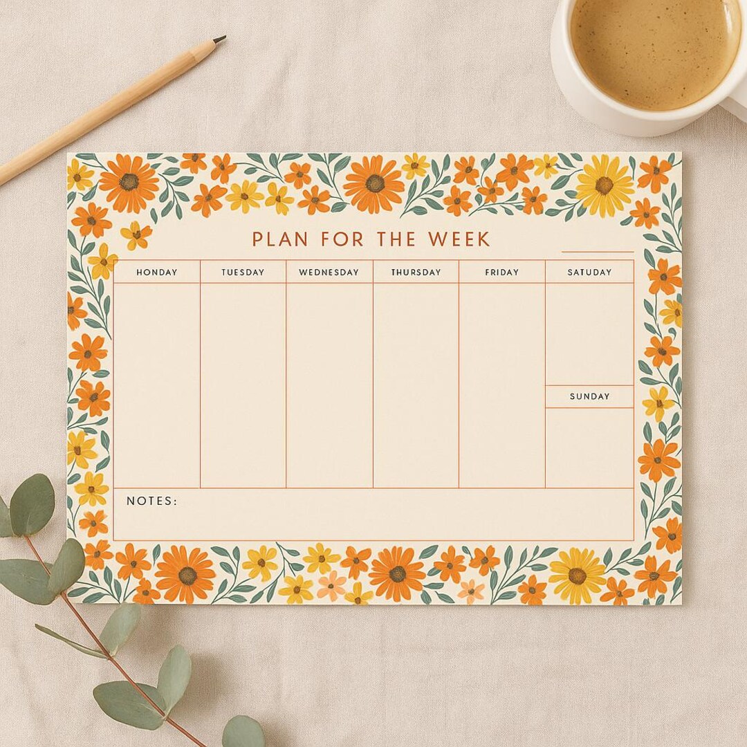 Floral Weekly Planner Printable | A4 Schedule (digital Download) - Etsy