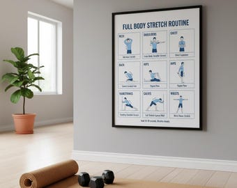 Póster de rutina de estiramiento de cuerpo completo