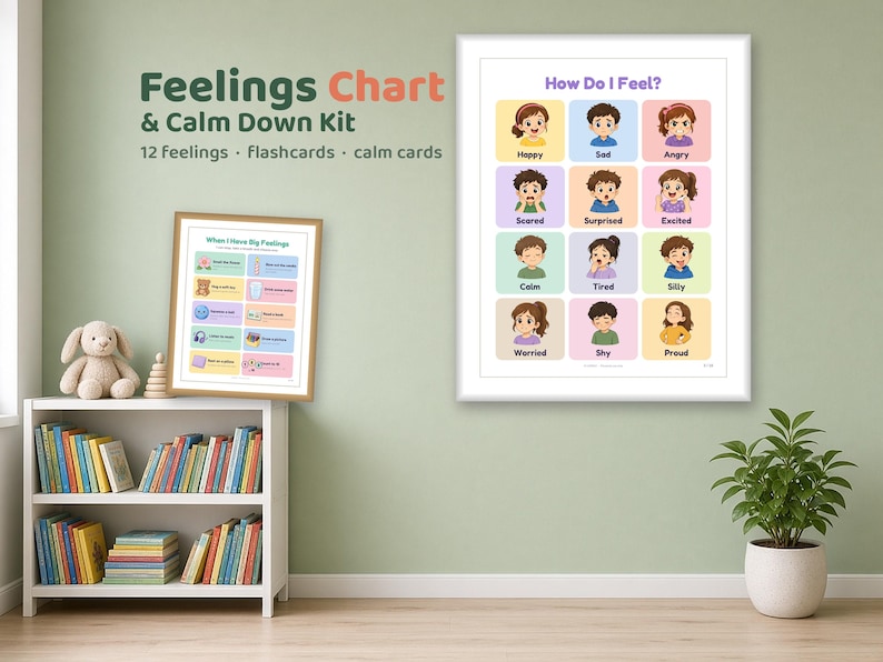 Emotion Chart Craft Feelings Chart for Kids, Emotions Chart and Calm Down Kit, Printable ...