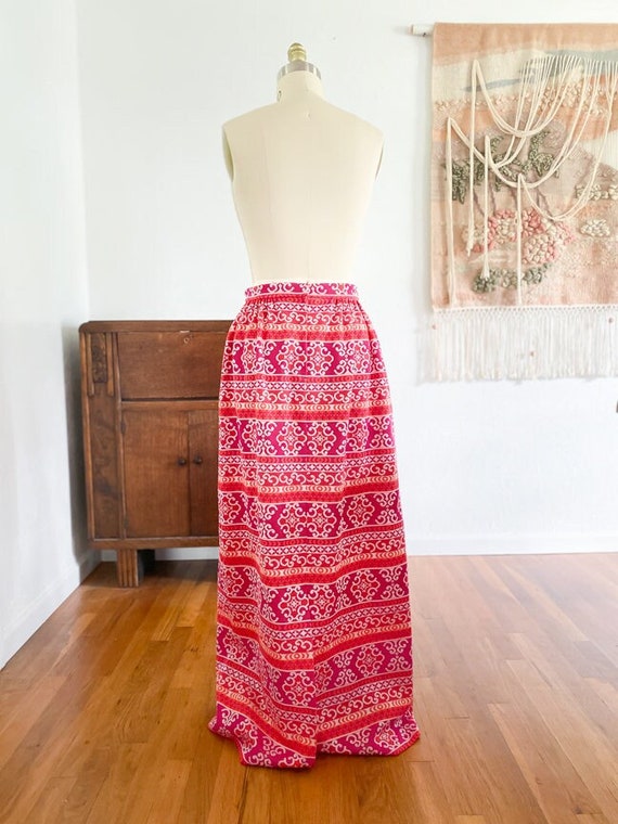 Vintage Bright Orange and Pink Maxi Skirt