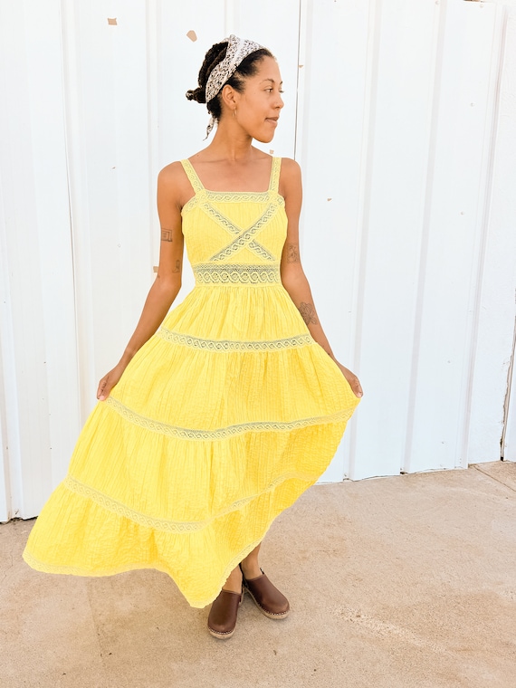 Vintage Vibrant Yellow Vintage Dress - image 1