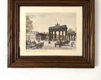 dipinto originale d'epoca firmato della porta di Brandeburgo