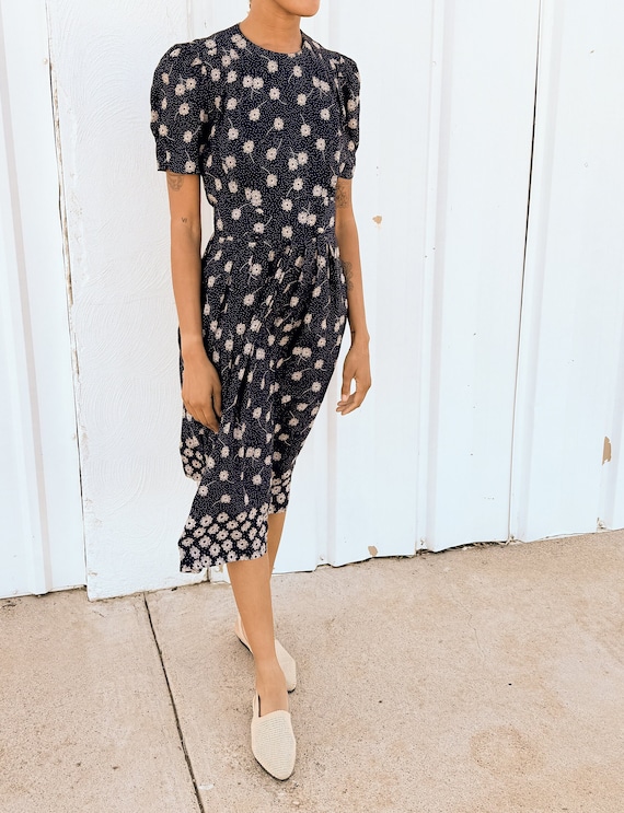 Vintage Navy Floral Dress