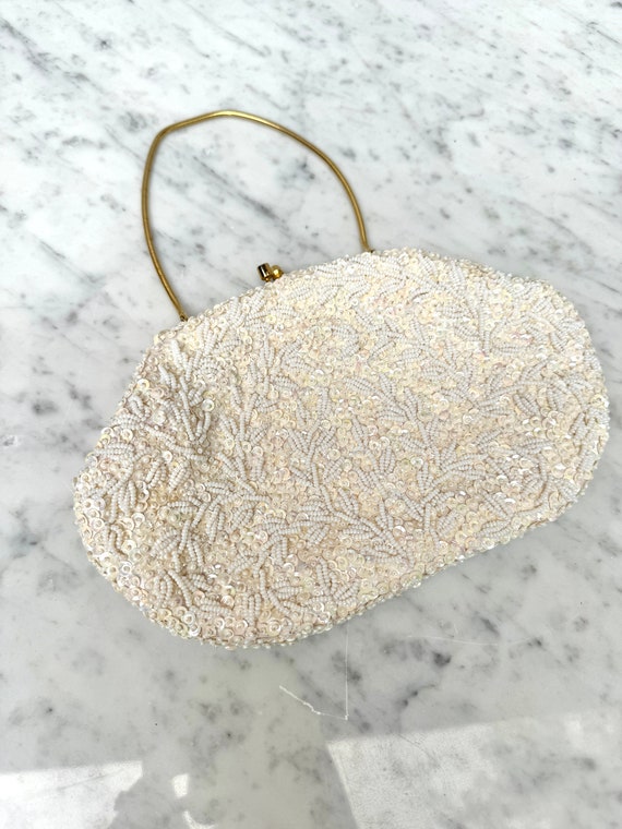 Vintage white beaded handbag