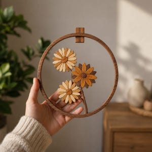 Flower Intarsia Pattern PDF | Scroll Saw Flower Pattern | Floral Wall Decor DIY | Beginner Woodworking | Instant Download