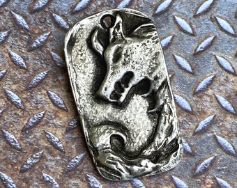 Hand Cast Premium Pewter Pendant - Red Riding Hood & Big Bad Wolf - Fairy Tale- Handmade Jewelry