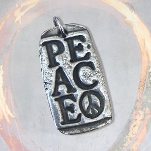 PEACE Pendant - Hand carved Letters - Engraving - Art Lover - Gift for Friend - Artisan Pewter Pendant - Soul Note