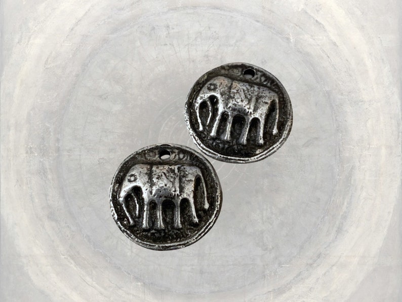 Elephant Charms, Rustic Pewter, Zen, Boho, Artisan Made Components, Hand Cast Pewter image 2