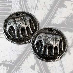 Elephant Charms, Rustic Pewter, Zen, Boho, Artisan Made Components, Hand Cast Pewter image 1