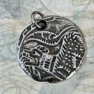 Viking Dog Pendant - Hand Cast Pewter - Power Animal - Old Norse Mythology - Dog Pendant  - Handmade Pewter Pendant - Talisman - Medallion
