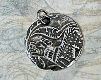 Viking Dog Pendant - Hand Cast Pewter - Power Animal - Old Norse Mythology - Dog Pendant  - Handmade Pewter Pendant - Talisman - Medallion