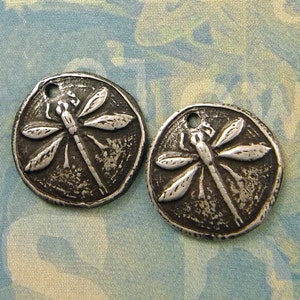 Dragonfly Charms Handmade Rustic Pewter Jewelry Components image 4