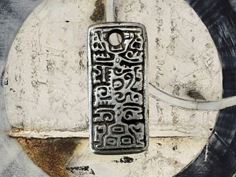 Ancient Script Artisan Original Pewter Pendant Mystical Charm Talisman Jewelry Relic image 2