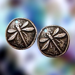 Dragonfly Charms - Handmade Rustic Pewter Jewelry Components