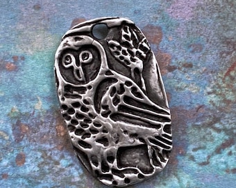 Owl Pendant - Hand Cast Pewter Pendant