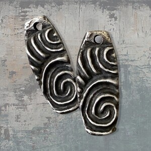 Tribal Spiral Charms Handcrafted Pewter Artisan Jewelry Components for Earrings, Necklaces and Bracelets 画像 1
