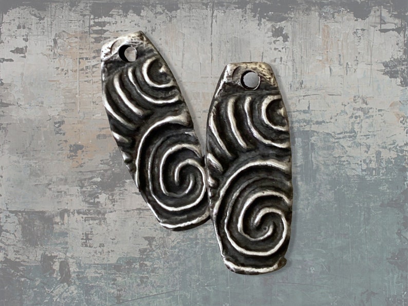 Tribal Spiral Charms Handcrafted Pewter Artisan Jewelry Components for Earrings, Necklaces and Bracelets 画像 1