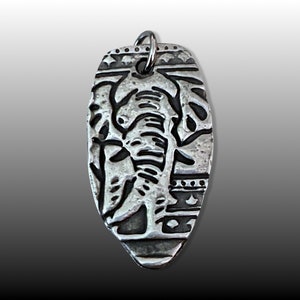 Elephant Handmade Pewter Rustic Focal Pendant Hand Carved Design Artisan Handmade image 2