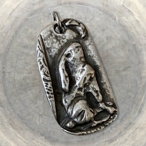Moon Gazing Hare - Hand Cast Pewter Pendant - Good Luck Pendant- Relic- Handmade Jewelry - Rabbit Pendant