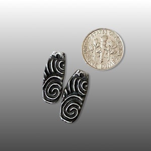 Tribal Spiral Charms Handcrafted Pewter Artisan Jewelry Components for Earrings, Necklaces and Bracelets 画像 2