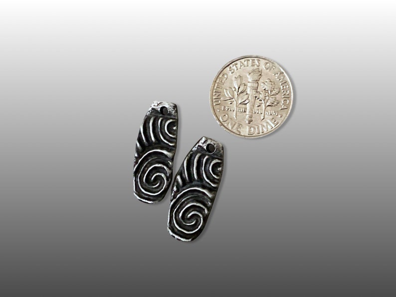 Tribal Spiral Charms Handcrafted Pewter Artisan Jewelry Components for Earrings, Necklaces and Bracelets 画像 2