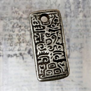 Ancient Script Artisan Original Pewter Pendant Mystical Charm Talisman Jewelry Relic image 1